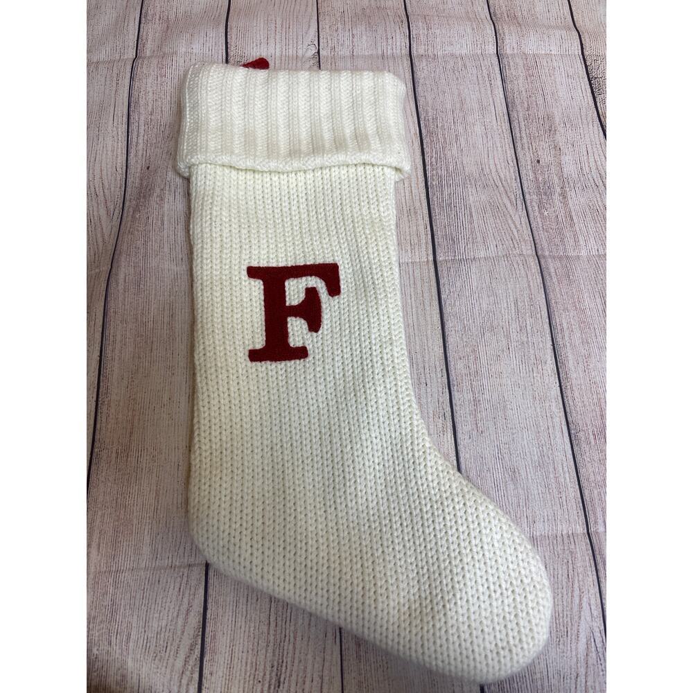 Wondershop by Target Monogram Cranberry Red 'F' Cream Knit Stocking